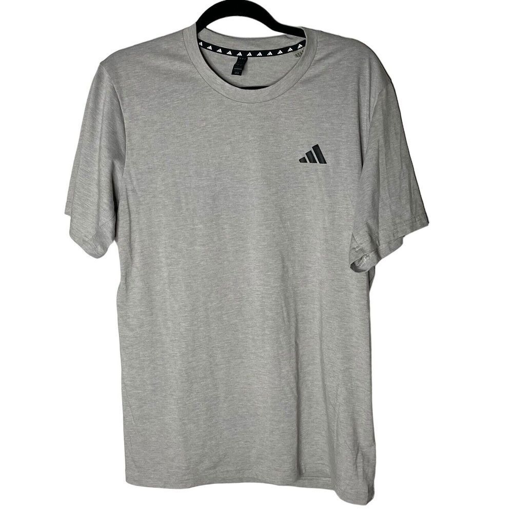 Adidas Men Gray Heathered Crew Neck Short Sleeve T Shirt‎ Size Large  Aeroready